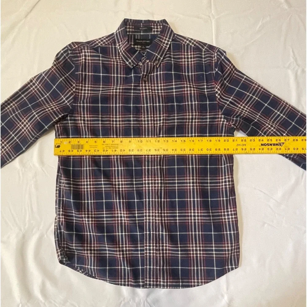 Banana Republic Men's Checkered Button Up Shirt‎ Size Large Untucked Fit Blue